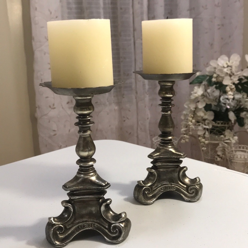 Candlesticks Rubel Set of 2 Vintage Silver